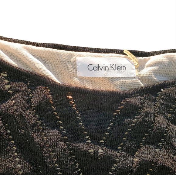 Calvin Klein Laser Cut Embroidered Bodycon Stretch Lined Boat Neck Dress Small - Picture 4 of 10